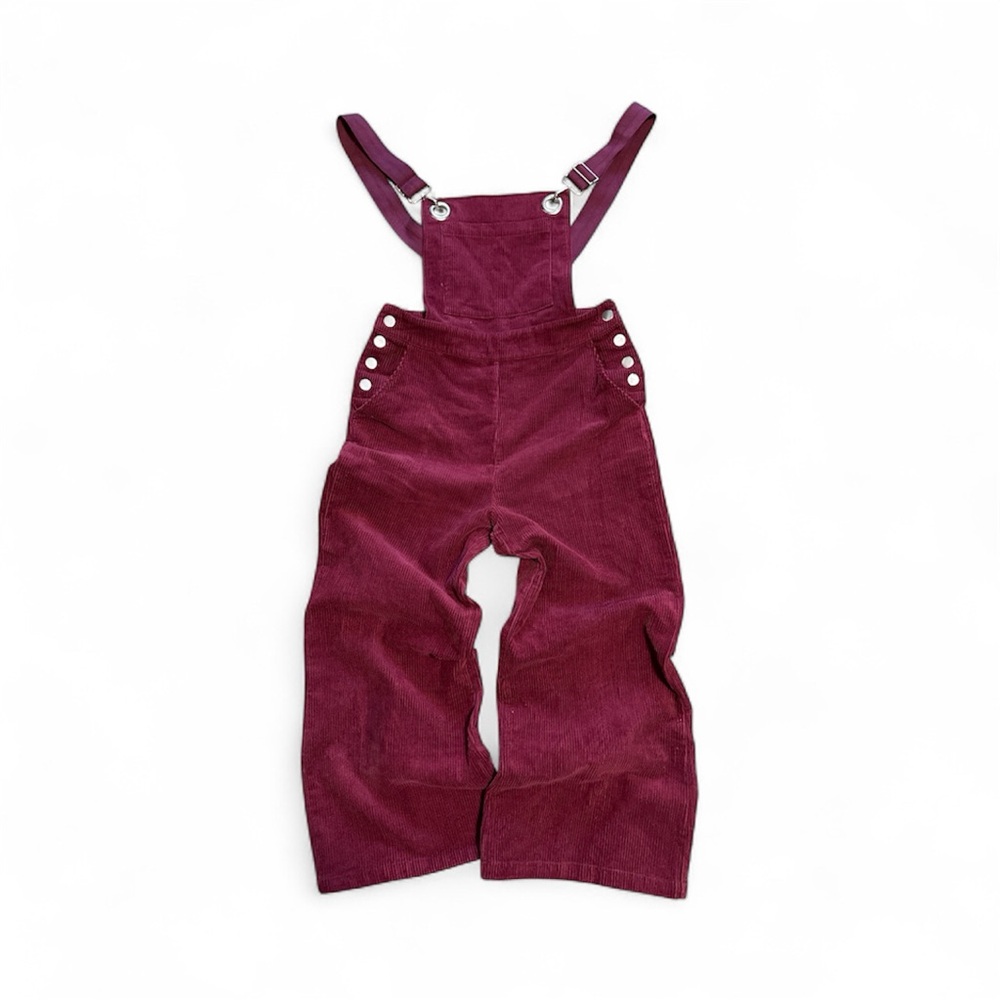 Listicle burgundy wide wall corduroy wide leg Overalls bib & side pockets